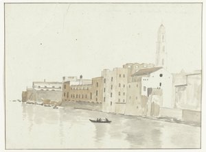 La vista de la ciudad de Bari tras un paseo por la hierba
Vista de un punto de la ciudad de Bari, tomada desde una ventana de nuestra posada (título en el objeto)
Viaje a Italia, Sicilia y Malta - 1778 (título de la serie) de Louis Ducros