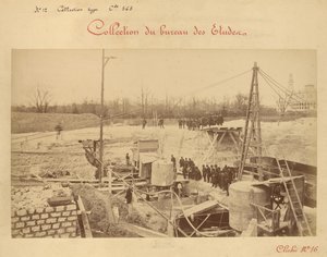 Muelle de proa (nº 4) del lado Grenelle, visita de la Sociedad de Arquitectos de Louis Emile Durandelle