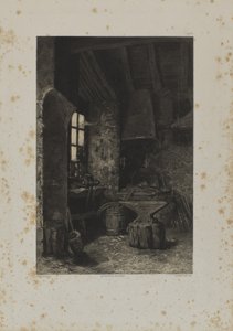 Interior de una herrería de Louis Emmanuel Soulange Tessier