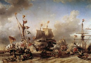 Guerra Anglo-Holandesa: Embarque del Almirante Holandés Michel Adrien Ruyter (1607-1676) y William de Witt para la Batalla de Texel