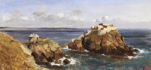 Vista de la fortaleza de Bertheaume de Eugene Isabey