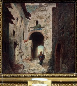 ""La porte Maure"" (La puerta mora) Paisaje de la ciudad en Marruecos. Pintura de Louis Gabriel Eugene Isabey (1803-1886) 1835 Museo Pushkin, Moscú
