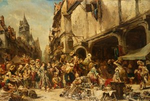 La plaza del mercado, 1862 de Eugene Isabey