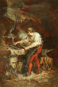 La herrería (óleo sobre tabla) de Louis Eugene Gabriel Isabey
