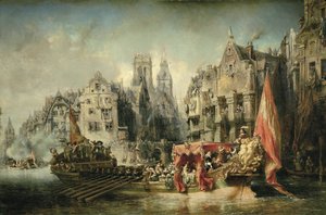 La llegada de Fernando Álvarez de Toledo, Duque de Alba y gobernador de los Países Bajos bajo el reinado de Carlos V, a Rotterdam en 1567 de Louis Eugene Gabriel Isabey