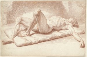 Hombre desnudo, tumbado de espaldas