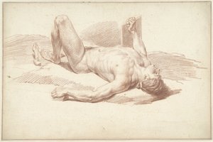 Hombre desnudo, tumbado de espaldas de Louis Fabritius Dubourg