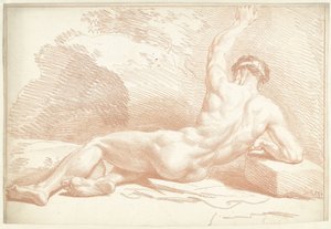 Desnudo masculino, recostado, visto de espaldas