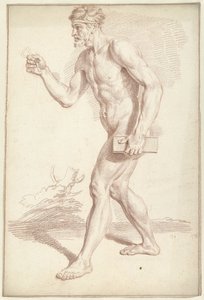 Hombre desnudo, caminando, mirando a la izquierda de Louis Fabritius Dubourg