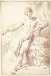 Hombre desnudo, de pie, apoyado en el brazo izquierdo de Louis Fabritius Dubourg