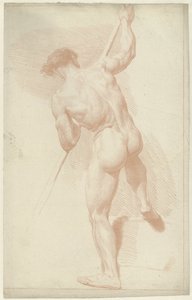 Hombre desnudo, de pie, visto de espaldas