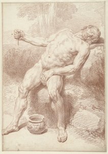 Hombre desnudo, sentado, inclinado hacia atrás de Louis Fabritius Dubourg