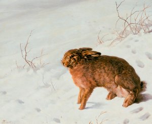 Liebre en la nieve, 1875 de Louis Ferdinand von Rayski