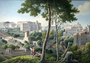 Vista de la colina Quirinal en Roma, con la Villa Colonna al fondo, c.1800 de Louis Francois Cassas