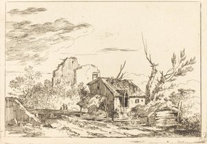 Choza en el puente de Louis Gabriel Moreau the Elder