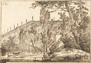 Parque con Terraza y una Balaustrada con Estatuas de Louis Gabriel Moreau the Elder