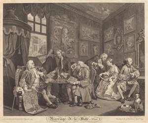 Matrimonio a la moda: pl.1 de Louis Gerard Scotin after William Hogarth