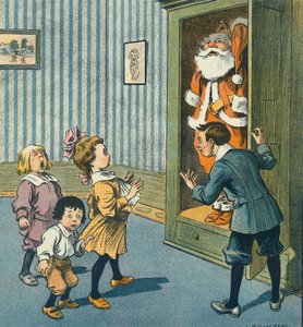 Papá Noel descubierto en el armario, siglo XX (impresión)