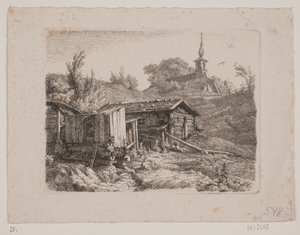 Paisaje con un molino de agua de Louis Gurlitt