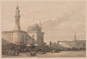 Egipto y Nubia: Volumen III - No. 38, Mezquita del Sultán Hassan desde la Gran Plaza..., 1838 de Louis Haghe