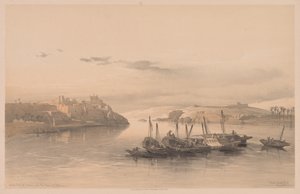 Egipto y Nubia: Volumen II - No. 28, Vista general de Asouan y la isla de Elefantina de Louis Haghe