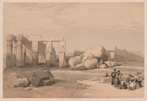 Egipto y Nubia: Volumen II - No. 4, Fragmentos de los grandes colosos, en el Memnonium, 1838 de Louis Haghe