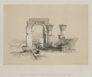 Egipto y Nubia, Volumen II: Ruinas - Templo en la Isla de Biggeh, Nubia, 1847 de Louis Haghe
