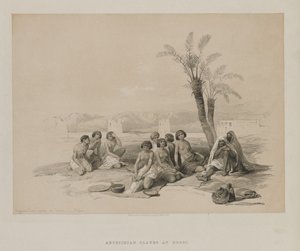 Egipto y Nubia, Volumen I: Esclavos abisinios descansando en Korti-Nubia de Louis Haghe