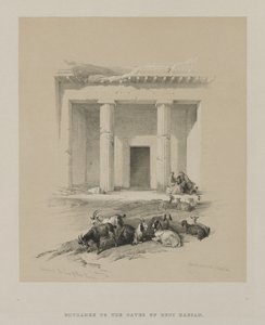 Egipto y Nubia, Volumen I: Entrada a las Cuevas de Beni-Hasan, 1847 de Louis Haghe