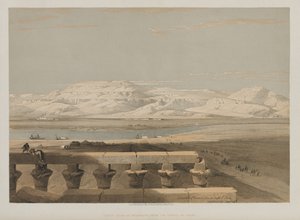 Egipto y Nubia, Volumen I: Cadena de Montañas Libias, desde el Templo de Luxor, 1847 de Louis Haghe