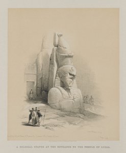 Egipto y Nubia, volumen I: una de las dos estatuas colosales de Ramsés II. Entrada al Templo de Luxor de Louis Haghe
