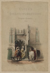 Portafolio de Bocetos de Haghe. Bélgica. Alemania, vol. III: Página de Título, en una puerta...Brujas, 1850 de Louis Haghe