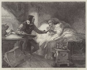 Miguel Ángel atendiendo a su sirviente enfermo, Urbino de Louis Haghe