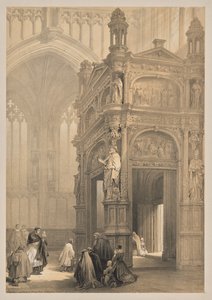 Bocetos en Bélgica y Alemania, Segunda Serie: No. 20 - Portail, Iglesia de San Pedro, Lovaina de Louis Haghe