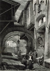 El gueto, Roma, grabado por S.V. Hunt, Cassell y Compañía, 1847 de Louis Haghe