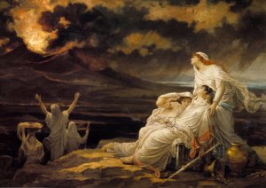 Herculano (23 de agosto de 79): la antigua ciudad destruida por la erupción del Vesubio y los habitantes que se refugiaron en una colina