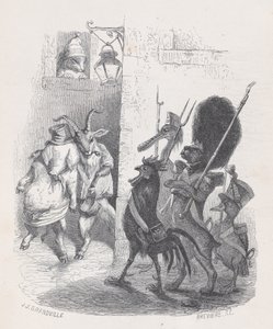 Más de una vez, al salir del baile de máscaras el Sr. de *** fue arrestado por la patrulla..., ca. 1837-47 de Louis Henri Brévière
