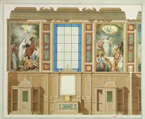 Detalle de una de las capillas debajo de las naves laterales, del proyecto para decorar la iglesia de Notre Dame de Lorette, 1855 de Louis Hippolyte Lebas