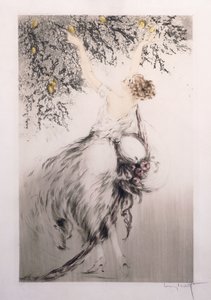 Chica recogiendo limones de Louis Icart