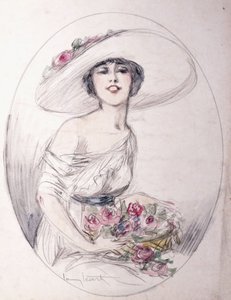 Chica con ramo de flores