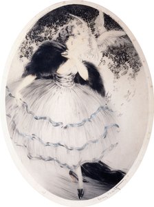 Dama con dos palomas de Louis Icart