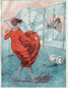 El viento favorable: hélice que hurga. Ilustración de Louis Icart (1888-1950) para la revista "Le Fantasio" de mayo de 1916. de Louis Icart
