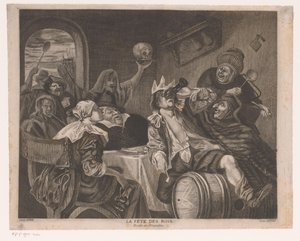 Compañía de fiestas con un bebedor con corona
La fête des rois (título en el objeto)
Fiesta de Reyes de Louis Jaugey