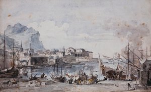 Vista del puerto de Palermo, 1777 de Louis Jean Desprez
