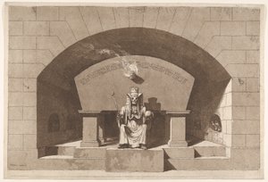 Tumba con la Muerte entronizada como una Esfinge, ca. 1779-84 de Louis Jean Desprez