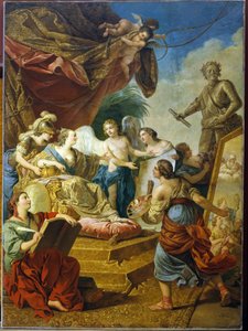 Emperatriz Elisabeth de Rusia (Tsarina Elisabeth I Petrovna Romanov, conocida como Clemente (1709-1762), patrona de las artes. (Emperatriz Elisabeth Petrovna como Patrona de las Artes). Pintura de Louis Jean Francois Lagrenee (1725-1805), aceite en la web de Louis Jean Francois I Lagrenee