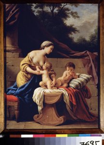 Madre e hijos. Alegoría de la Caridad. (Madre e Hijos. Alegoría de la Caridad). Pintura de Louis Jean Francois Lagrenee (1725-1805), óleo sobre lienzo. arte francés de Louis Jean Francois I Lagrenee