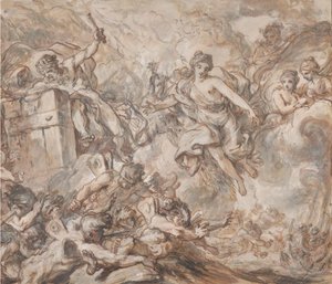 Juno Ordenando a Eolo Desatar los Vientos, 1775 de Louis Jean Jacques Durameau