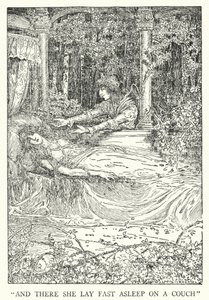 "Y allí yacía profundamente dormida en un sofá" de Louis John Rhead