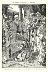 David ungido por Samuel en Belén (litografía) de Louis John Rhead